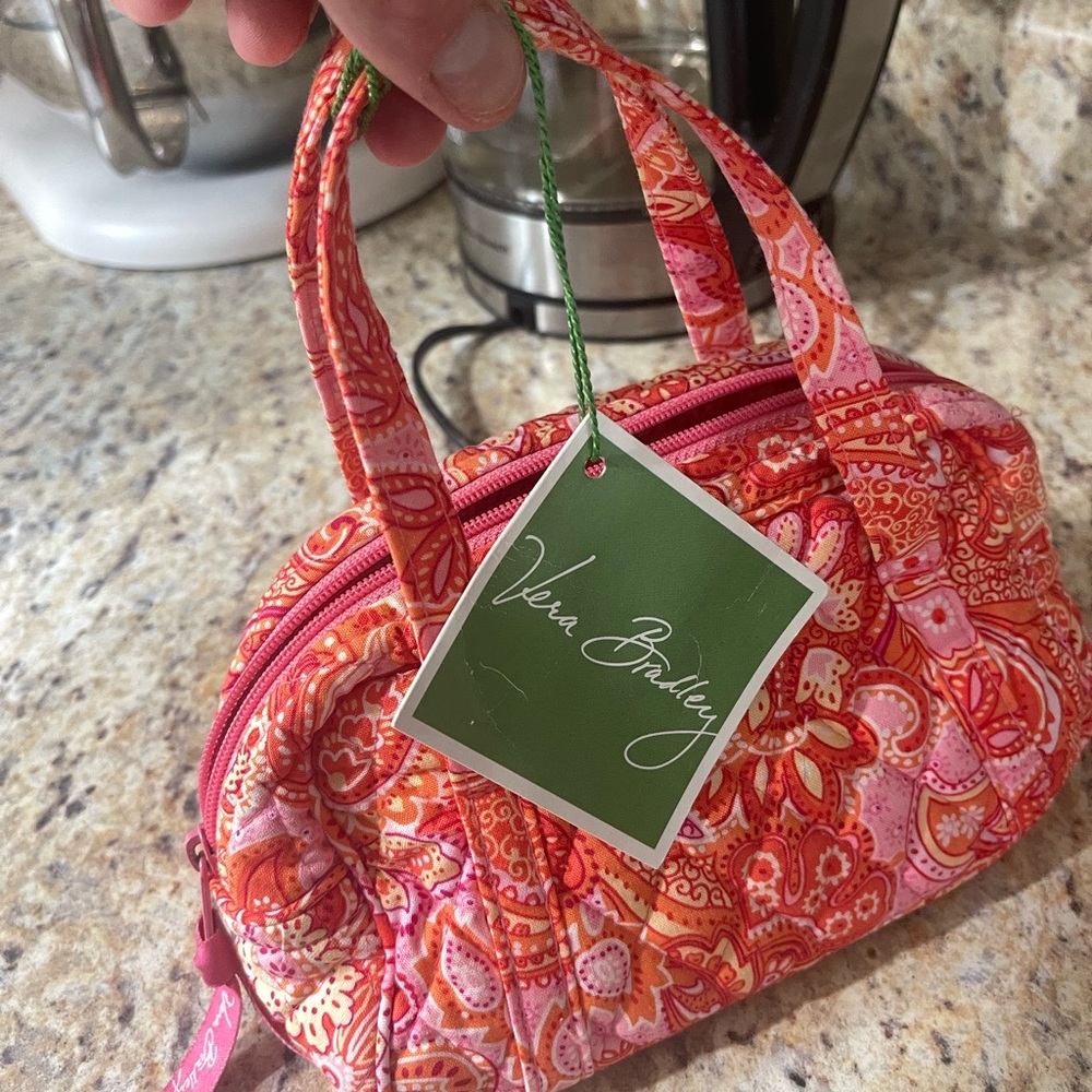 Vera Bradley Vibrant Pink and Orange Cosmetic Bag